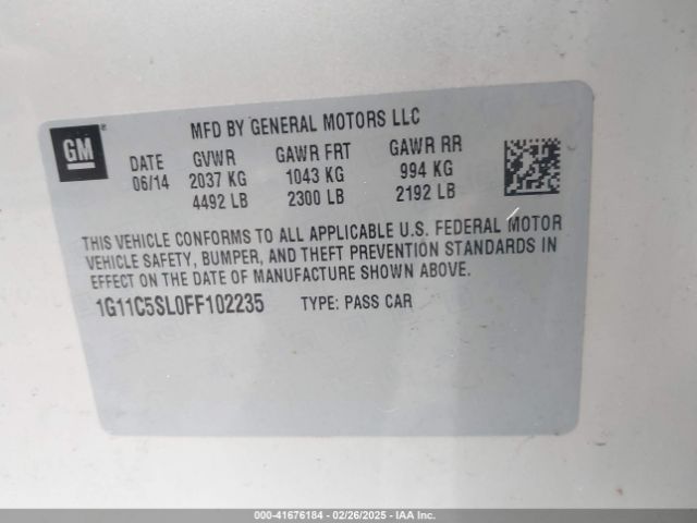1G11C5SL0FF102235 Chevrolet MALIBU 1LT