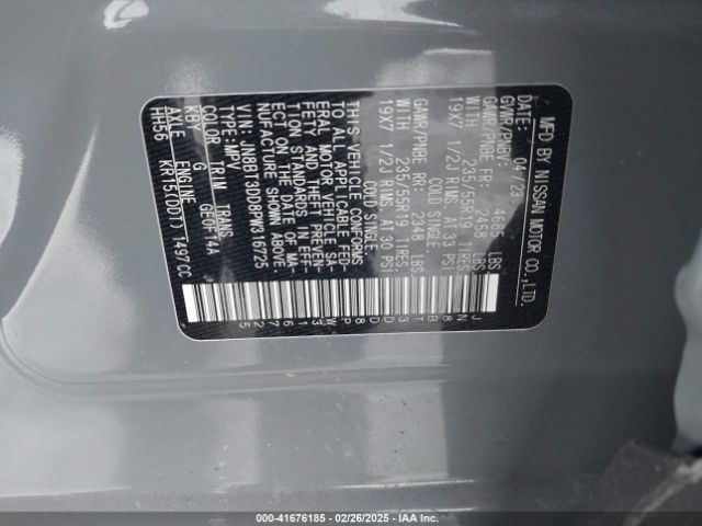 JN8BT3DD8PW316725 Nissan Rogue Platinum Intelligent Awd