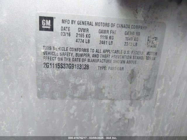 2G1115S37G9183928 Chevrolet Impala 2lt