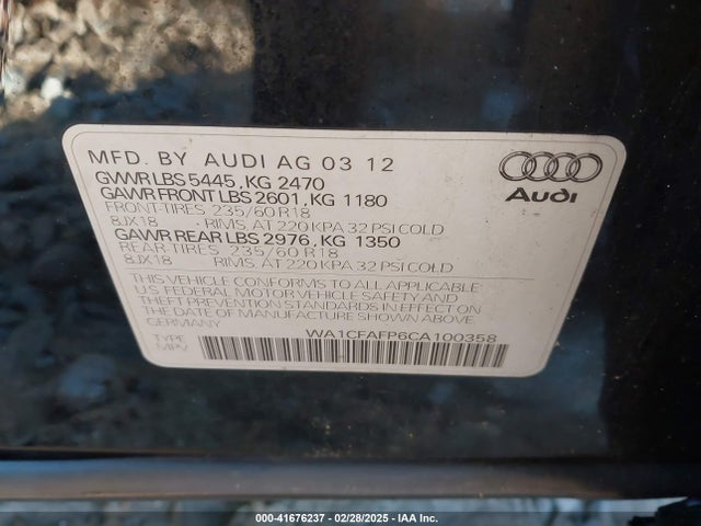 2012 AUDI Q5 WA1CFAFP6CA100358 Photo 8