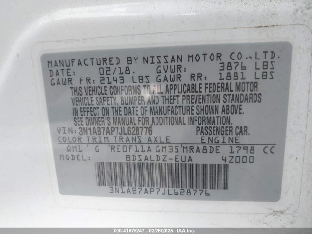 Nissan SENTRA SV 2018 3N1AB7AP7JL628776 Image 9