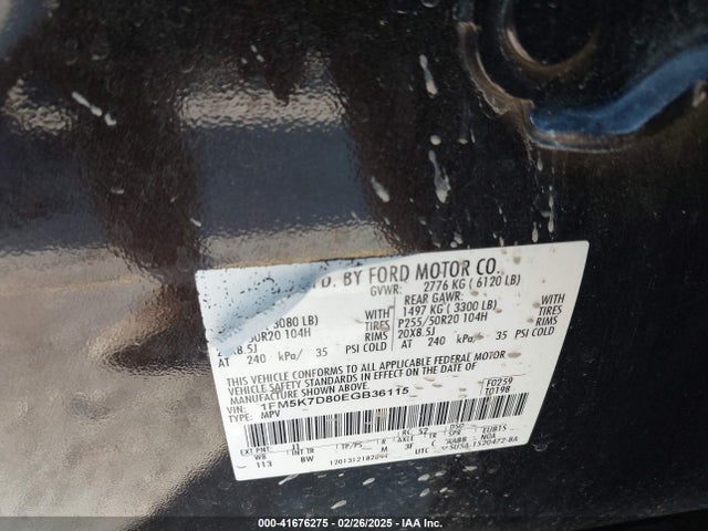 Ford EXPLORER XLT 2014 1FM5K7D80EGB36115 Image 9