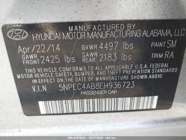 5NPEC4AB8EH936723 Hyundai Sonata Limited 2.0t