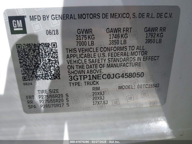 3GTP1NEC0JG458050 GMC Sierra 1500 Slt