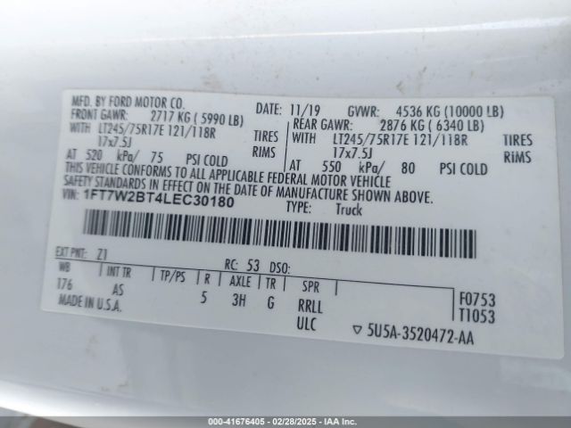 1FT7W2BT4LEC30180 Ford F-250 Xl