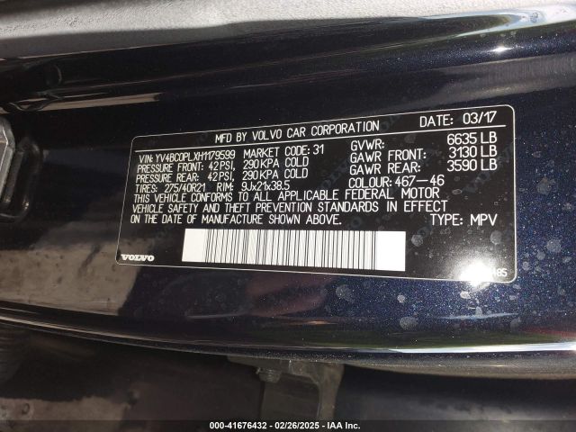 YV4BC0PLXH1179599 Volvo Xc90 Hybrid T8 Inscription
