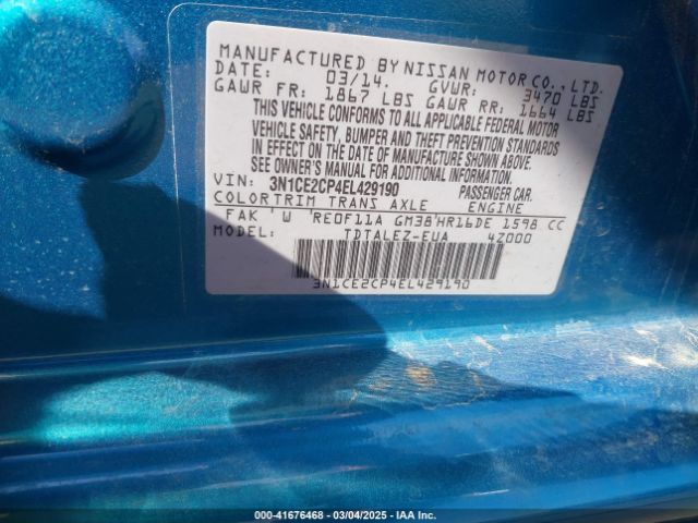 3N1CE2CP4EL429190 Nissan Versa Note Sv