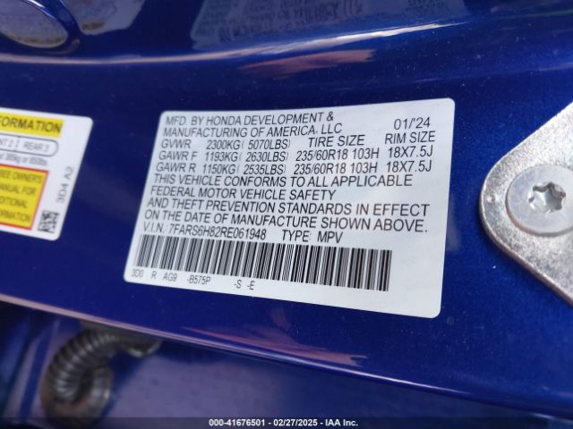 7FARS6H82RE061948 Honda Cr-v Hybrid Sport-l