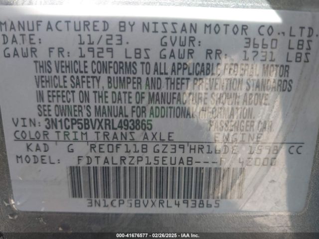 3N1CP5BVXRL493865 Nissan Kicks S Xtronic Cvt