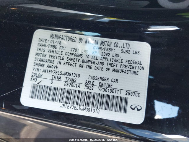 Продажа на аукционе авто 2018 Infiniti Q60 3.0t Luxe, vin: JN1EV7EL5JM391310, номер лота: 41676595