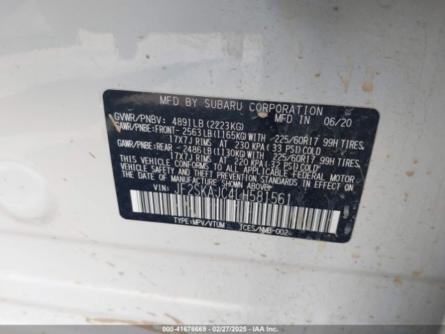 JF2SKAJC4LH581561 Subaru Forester Premium