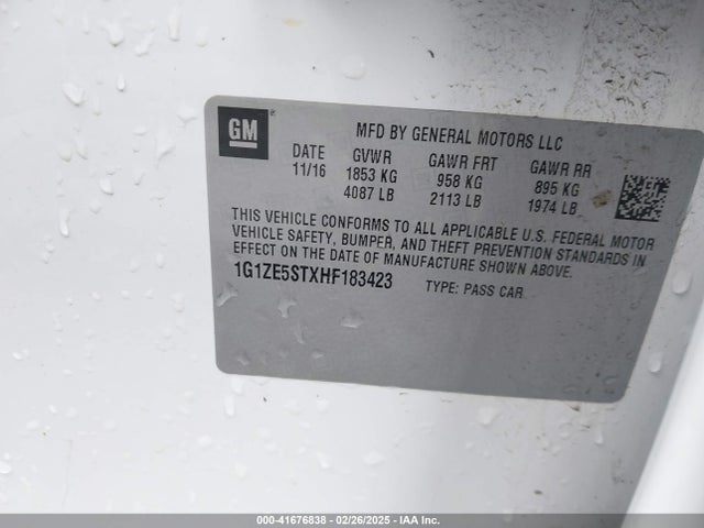 1G1ZE5STXHF183423 Chevrolet MALIBU 1LT