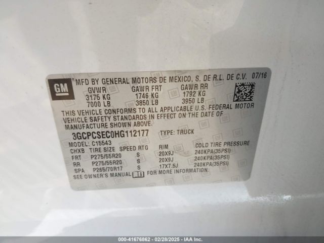 3GCPCSEC0HG112177 Chevrolet Silverado 1500 1lz