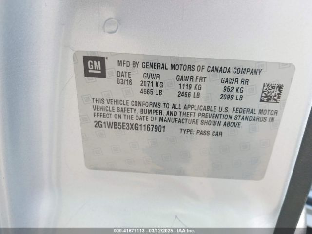 2G1WB5E3XG1167901 Chevrolet Impala Limited Lt