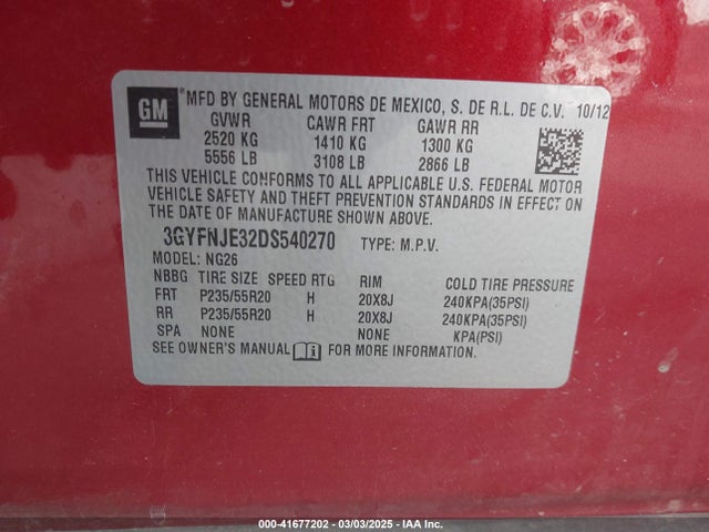 2013 CADILLAC SRX 3GYFNJE32DS540270 Photo 8