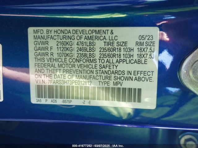 7FARS3H73PE012812 Honda Cr-v Ex-l 2wd
