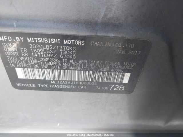 ML32A3HJ1HH020035 Mitsubishi MIRAGE ES