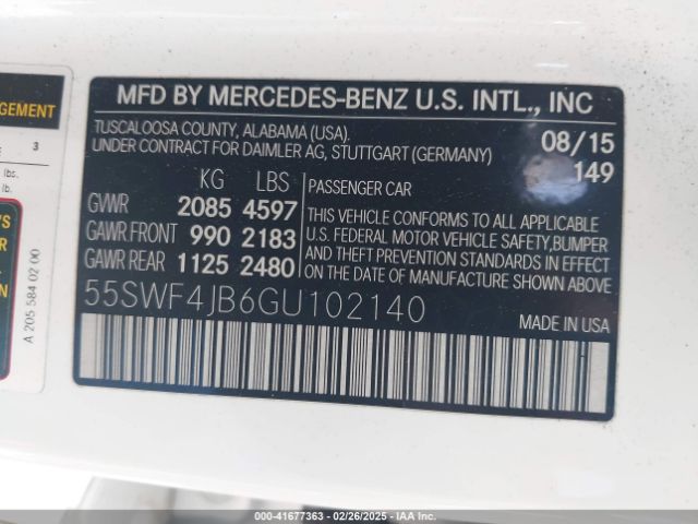 55SWF4JB6GU102140 Mercedes-Benz C 300 Luxury/sport