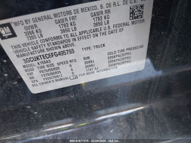 3GCUKTEC6FG495793 Chevrolet Silverado 1500 High Country