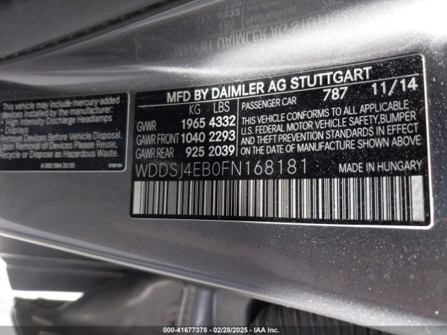 WDDSJ4EB0FN168181 Mercedes-Benz CLA 250