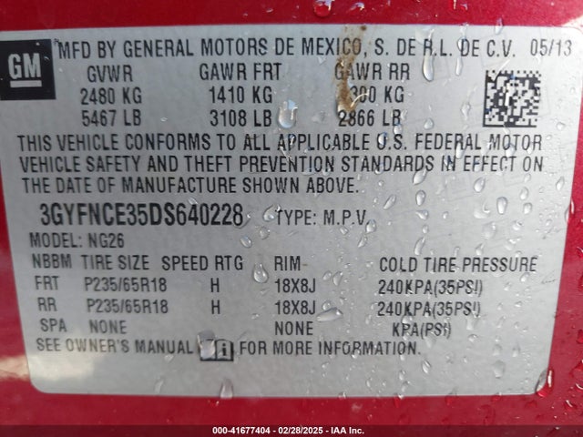2013 CADILLAC SRX 3GYFNCE35DS640228 Photo 8