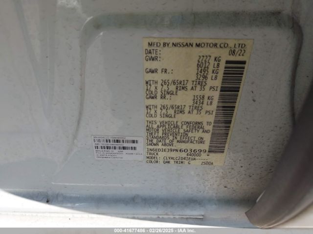 1N6ED1EJ9PN603699 Nissan Frontier Sv 4x2