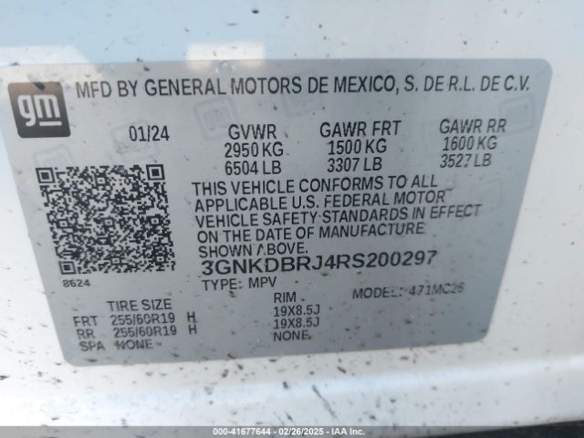 3GNKDBRJ4RS200297 Chevrolet Blazer Ev Eawd 2lt