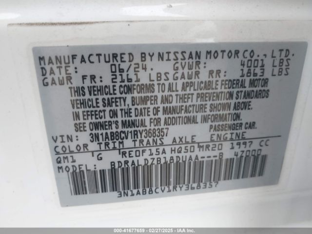3N1AB8CV1RY368357 Nissan Sentra Sv Xtronic Cvt