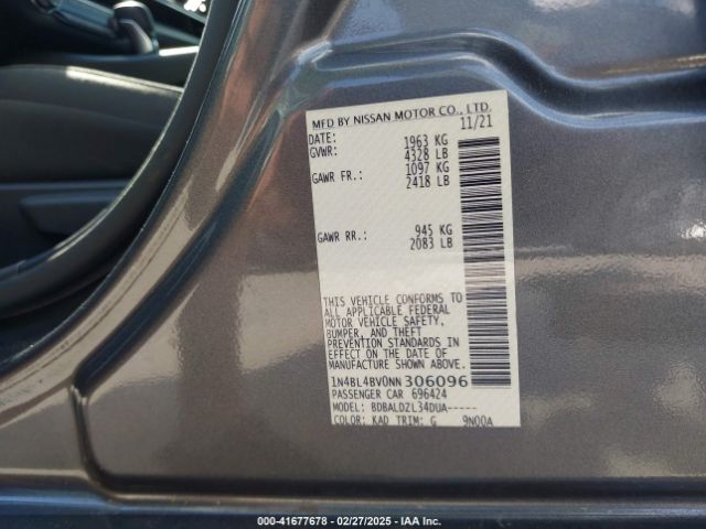 1N4BL4BV0NN306096 Nissan Altima S Fwd