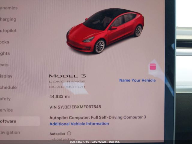 5YJ3E1EBXMF067548 Tesla Model 3 Long Range Dual Motor All-wheel Drive