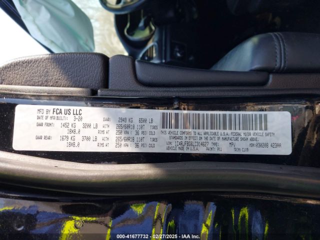 1C4RJFBG6LC314627 Jeep Grand Cherokee Limited 4x4