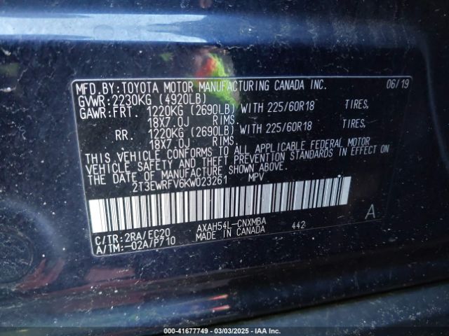 2T3EWRFV6KW023261 Toyota Rav4 Hybrid Xse