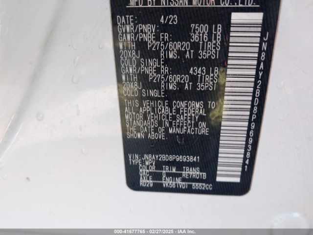 JN8AY2BD8P9693841 Nissan Armada Sl 4wd