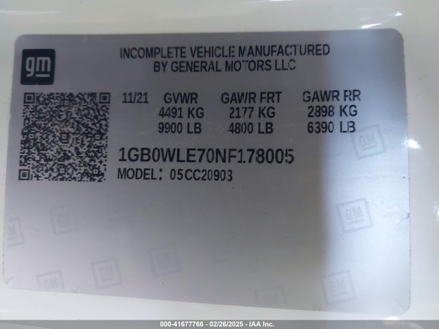 1GB0WLE70NF178005 Chevrolet Silverado 2500hd 2wd  Long Bed Wt