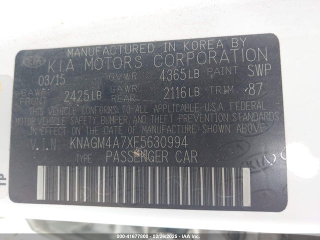KNAGM4A7XF5630994 KIA Optima Lx