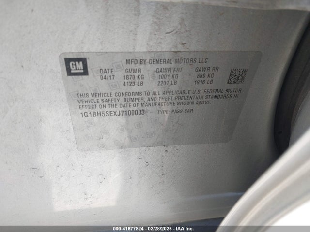 1G1BH5SEXJ7100003 Chevrolet Cruze Lt Auto