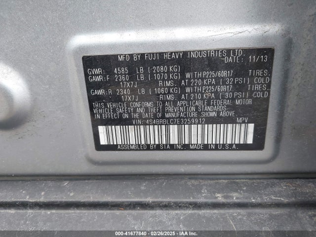 Subaru Outback 2.5i Limited 2014 4S4BRBLC7E3259912 Image 9