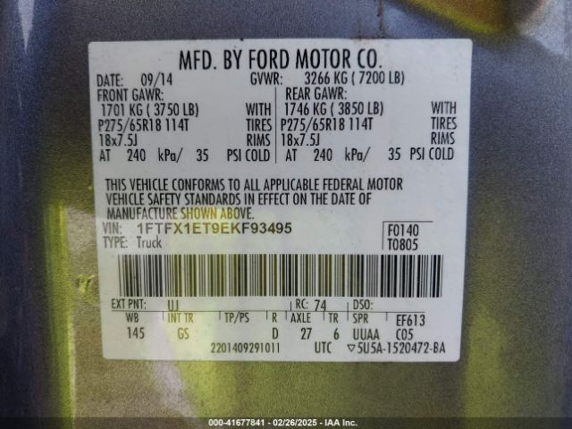 1FTFX1ET9EKF93495 Ford F-150 Xlt