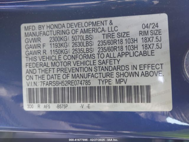 7FARS6H52RE074785 Honda lfc3