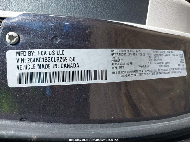 Chrysler Pacifica Touring L 2020 2C4RC1BG6LR269130 Image 9