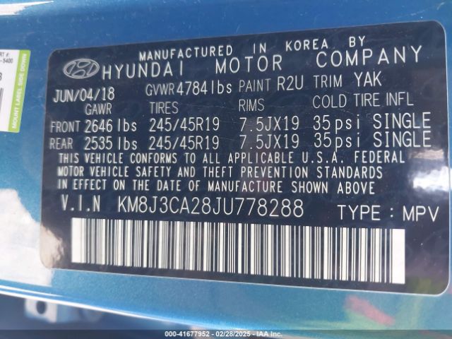 KM8J3CA28JU778288 Hyundai Tucson Value