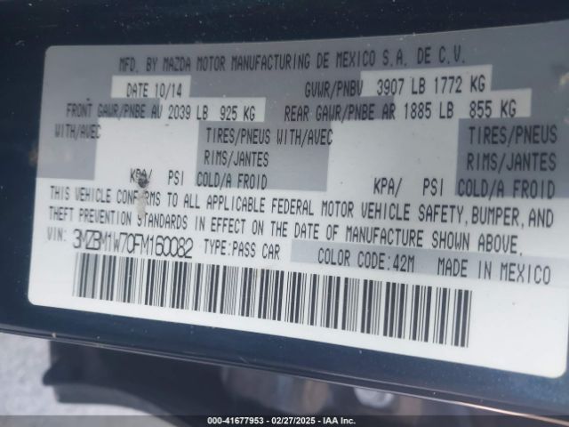 2015 MAZDA MAZDA3 3MZBM1W70FM160082 Photo 8