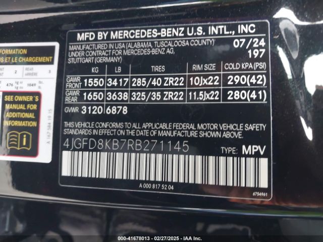 4JGFD8KB7RB271145 Mercedes-Benz Amg Gle 63 Coupe S 4matic+