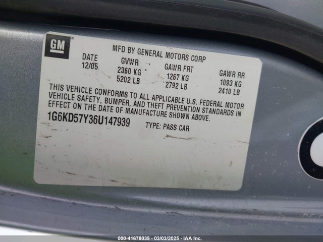 2006 CADILLAC DTS 1G6KD57Y36U147939 Photo 8