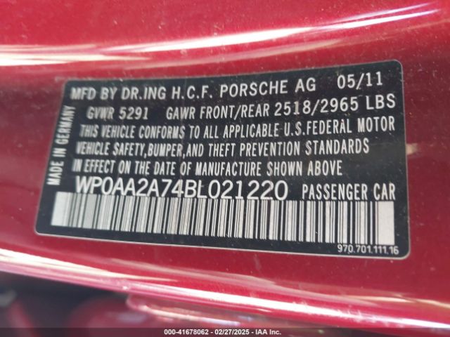 2011 PORSCHE PANAMERA WP0AA2A74BL021220 Photo 8