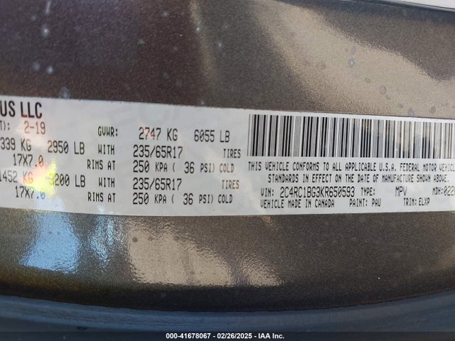 Chrysler Pacifica Touring L 2019 2C4RC1BG3KR650593 Image 9