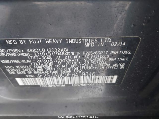 JF2SJAHC9FH409846 Subaru Forester 2.5i Limited