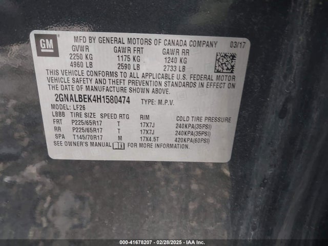 2GNALBEK4H1580474 Chevrolet EQUINOX LS