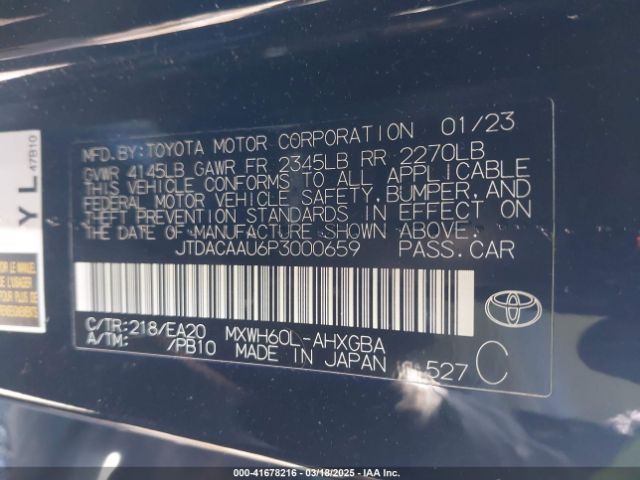 JTDACAAU6P3000659 Toyota PRIUS XLE