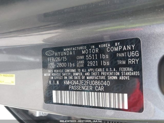 KMHGN4JE2FU086040 Hyundai Genesis 3.8